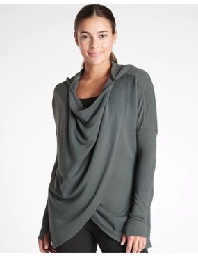 Athleta Purana Sweatshirt Wrap XS Bali Green
